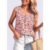 image:imagePRETTYGARDEN Boho Floral Tank Tops for Women Shirred Straps Pleated Summer Casual Sleeveless Shirts Tops Beach BlousesWhite Red Floral