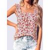 image:imagePRETTYGARDEN Boho Floral Tank Tops for Women Shirred Straps Pleated Summer Casual Sleeveless Shirts Tops Beach BlousesWhite Red Floral