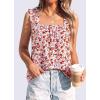 image:imagePRETTYGARDEN Boho Floral Tank Tops for Women Shirred Straps Pleated Summer Casual Sleeveless Shirts Tops Beach BlousesWhite Red Floral
