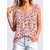 image:imagePRETTYGARDEN Boho Floral Tank Tops for Women Shirred Straps Pleated Summer Casual Sleeveless Shirts Tops Beach BlousesWhite Red Floral