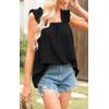 image:imagePRETTYGARDEN Boho Floral Tank Tops for Women Shirred Straps Pleated Summer Casual Sleeveless Shirts Tops Beach BlousesXblack