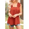 image:imagePRETTYGARDEN Boho Floral Tank Tops for Women Shirred Straps Pleated Summer Casual Sleeveless Shirts Tops Beach BlousesXbrick Red