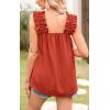 image:imagePRETTYGARDEN Boho Floral Tank Tops for Women Shirred Straps Pleated Summer Casual Sleeveless Shirts Tops Beach BlousesXbrick Red