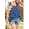 image:imagePRETTYGARDEN Boho Floral Tank Tops for Women Shirred Straps Pleated Summer Casual Sleeveless Shirts Tops Beach BlousesXdark Blue