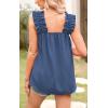 image:imagePRETTYGARDEN Boho Floral Tank Tops for Women Shirred Straps Pleated Summer Casual Sleeveless Shirts Tops Beach BlousesXdark Blue