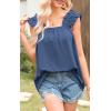image:imagePRETTYGARDEN Boho Floral Tank Tops for Women Shirred Straps Pleated Summer Casual Sleeveless Shirts Tops Beach BlousesXdark Blue