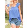 image:imagePRETTYGARDEN Boho Floral Tank Tops for Women Shirred Straps Pleated Summer Casual Sleeveless Shirts Tops Beach BlousesXlight Blue