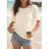 image:imagePRETTYGARDEN Embroidered Eyelet Tops for Women Summer Blouses Dressy Casual 2026 Spring Work Teacher Puff Short Sleeve ShirtsApricot