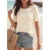 image:imagePRETTYGARDEN Embroidered Eyelet Tops for Women Summer Blouses Dressy Casual 2026 Spring Work Teacher Puff Short Sleeve ShirtsApricot