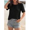 image:imagePRETTYGARDEN Embroidered Eyelet Tops for Women Summer Blouses Dressy Casual 2026 Spring Work Teacher Puff Short Sleeve ShirtsBlack