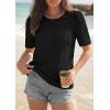 image:imagePRETTYGARDEN Embroidered Eyelet Tops for Women Summer Blouses Dressy Casual 2026 Spring Work Teacher Puff Short Sleeve ShirtsBlack