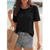 image:imagePRETTYGARDEN Embroidered Eyelet Tops for Women Summer Blouses Dressy Casual 2026 Spring Work Teacher Puff Short Sleeve ShirtsBlack