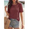 image:imagePRETTYGARDEN Embroidered Eyelet Tops for Women Summer Blouses Dressy Casual 2026 Spring Work Teacher Puff Short Sleeve ShirtsBrown Red