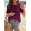 image:imagePRETTYGARDEN Embroidered Eyelet Tops for Women Summer Blouses Dressy Casual 2026 Spring Work Teacher Puff Short Sleeve ShirtsBurgundy