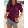 image:imagePRETTYGARDEN Embroidered Eyelet Tops for Women Summer Blouses Dressy Casual 2026 Spring Work Teacher Puff Short Sleeve ShirtsBurgundy