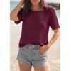 image:imagePRETTYGARDEN Embroidered Eyelet Tops for Women Summer Blouses Dressy Casual 2026 Spring Work Teacher Puff Short Sleeve ShirtsBurgundy