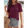 image:imagePRETTYGARDEN Embroidered Eyelet Tops for Women Summer Blouses Dressy Casual 2026 Spring Work Teacher Puff Short Sleeve ShirtsBurgundy