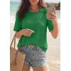 image:imagePRETTYGARDEN Embroidered Eyelet Tops for Women Summer Blouses Dressy Casual 2026 Spring Work Teacher Puff Short Sleeve ShirtsGreen