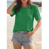 image:imagePRETTYGARDEN Embroidered Eyelet Tops for Women Summer Blouses Dressy Casual 2026 Spring Work Teacher Puff Short Sleeve ShirtsGreen