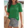 image:imagePRETTYGARDEN Embroidered Eyelet Tops for Women Summer Blouses Dressy Casual 2026 Spring Work Teacher Puff Short Sleeve ShirtsGreen