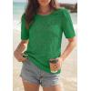 image:imagePRETTYGARDEN Embroidered Eyelet Tops for Women Summer Blouses Dressy Casual 2026 Spring Work Teacher Puff Short Sleeve ShirtsGreen