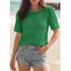 image:imagePRETTYGARDEN Embroidered Eyelet Tops for Women Summer Blouses Dressy Casual 2026 Spring Work Teacher Puff Short Sleeve ShirtsGreen