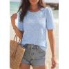 image:imagePRETTYGARDEN Embroidered Eyelet Tops for Women Summer Blouses Dressy Casual 2026 Spring Work Teacher Puff Short Sleeve ShirtsLight Blue