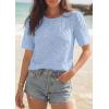 image:imagePRETTYGARDEN Embroidered Eyelet Tops for Women Summer Blouses Dressy Casual 2026 Spring Work Teacher Puff Short Sleeve ShirtsLight Blue