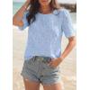 image:imagePRETTYGARDEN Embroidered Eyelet Tops for Women Summer Blouses Dressy Casual 2026 Spring Work Teacher Puff Short Sleeve ShirtsLight Blue
