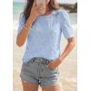 image:imagePRETTYGARDEN Embroidered Eyelet Tops for Women Summer Blouses Dressy Casual 2026 Spring Work Teacher Puff Short Sleeve ShirtsLight Blue