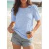 image:imagePRETTYGARDEN Embroidered Eyelet Tops for Women Summer Blouses Dressy Casual 2026 Spring Work Teacher Puff Short Sleeve ShirtsLight Blue