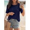 image:imagePRETTYGARDEN Embroidered Eyelet Tops for Women Summer Blouses Dressy Casual 2026 Spring Work Teacher Puff Short Sleeve ShirtsNavy Blue