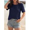 image:imagePRETTYGARDEN Embroidered Eyelet Tops for Women Summer Blouses Dressy Casual 2026 Spring Work Teacher Puff Short Sleeve ShirtsNavy Blue
