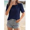 image:imagePRETTYGARDEN Embroidered Eyelet Tops for Women Summer Blouses Dressy Casual 2026 Spring Work Teacher Puff Short Sleeve ShirtsNavy Blue