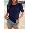 image:imagePRETTYGARDEN Embroidered Eyelet Tops for Women Summer Blouses Dressy Casual 2026 Spring Work Teacher Puff Short Sleeve ShirtsNavy Blue