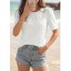 image:imagePRETTYGARDEN Embroidered Eyelet Tops for Women Summer Blouses Dressy Casual 2026 Spring Work Teacher Puff Short Sleeve ShirtsWhite