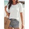 image:imagePRETTYGARDEN Embroidered Eyelet Tops for Women Summer Blouses Dressy Casual 2026 Spring Work Teacher Puff Short Sleeve ShirtsWhite