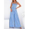 image:imagePRETTYGARDEN One Piece Jumpsuits for Women Casual Summer Cruise Outfits 2026 Spring Fashion Smocked Wide Leg Gingham RompersBlue