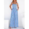 image:imagePRETTYGARDEN One Piece Jumpsuits for Women Casual Summer Cruise Outfits 2026 Spring Fashion Smocked Wide Leg Gingham RompersBlue