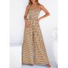 image:imagePRETTYGARDEN One Piece Jumpsuits for Women Casual Summer Cruise Outfits 2026 Spring Fashion Smocked Wide Leg Gingham RompersBrown