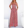 image:imagePRETTYGARDEN One Piece Jumpsuits for Women Casual Summer Cruise Outfits 2026 Spring Fashion Smocked Wide Leg Gingham RompersBurgundy
