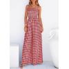 image:imagePRETTYGARDEN One Piece Jumpsuits for Women Casual Summer Cruise Outfits 2026 Spring Fashion Smocked Wide Leg Gingham RompersBurgundy