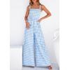 image:imagePRETTYGARDEN One Piece Jumpsuits for Women Casual Summer Cruise Outfits 2026 Spring Fashion Smocked Wide Leg Gingham RompersLight Blue
