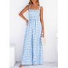 image:imagePRETTYGARDEN One Piece Jumpsuits for Women Casual Summer Cruise Outfits 2026 Spring Fashion Smocked Wide Leg Gingham RompersLight Blue