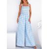 image:imagePRETTYGARDEN One Piece Jumpsuits for Women Casual Summer Cruise Outfits 2026 Spring Fashion Smocked Wide Leg Gingham RompersLight Blue