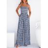 image:imagePRETTYGARDEN One Piece Jumpsuits for Women Casual Summer Cruise Outfits 2026 Spring Fashion Smocked Wide Leg Gingham RompersNavy Blue