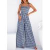 image:imagePRETTYGARDEN One Piece Jumpsuits for Women Casual Summer Cruise Outfits 2026 Spring Fashion Smocked Wide Leg Gingham RompersNavy Blue