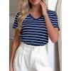image:imagePRETTYGARDEN Short Sleeve Shirts for Women 2026 Spring V Neck Cute Tops Casual Striped Shirt Knitted Tees Summer OutfitsStriped Grey Blue White