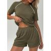 image:imagePRETTYGARDEN Shorts Sets Women 2 Piece Outfits Summer 2026 Matching Workout Athletic Clothing Casual Spring Travel LoungewearArmy Green