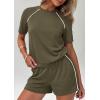 image:imagePRETTYGARDEN Shorts Sets Women 2 Piece Outfits Summer 2026 Matching Workout Athletic Clothing Casual Spring Travel LoungewearArmy Green